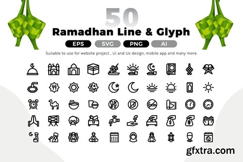 Ramadan Line Icon Pack