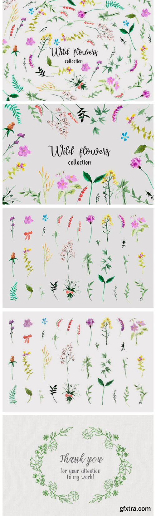 Set of Watercolor Floral Elements 4090924