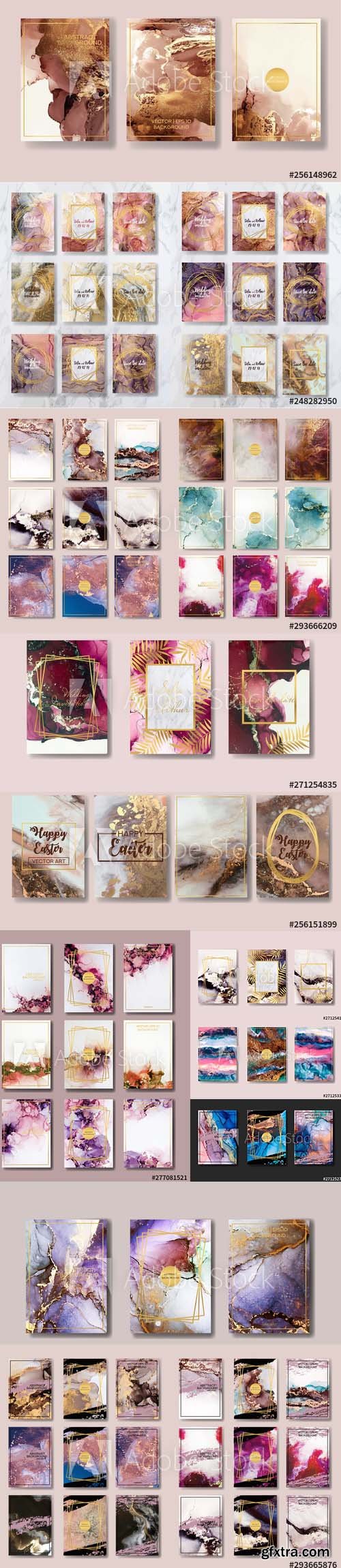 Big Set of Liquid Marble Gold Background for Flyer, Business card, Brochure and Poster vol 4