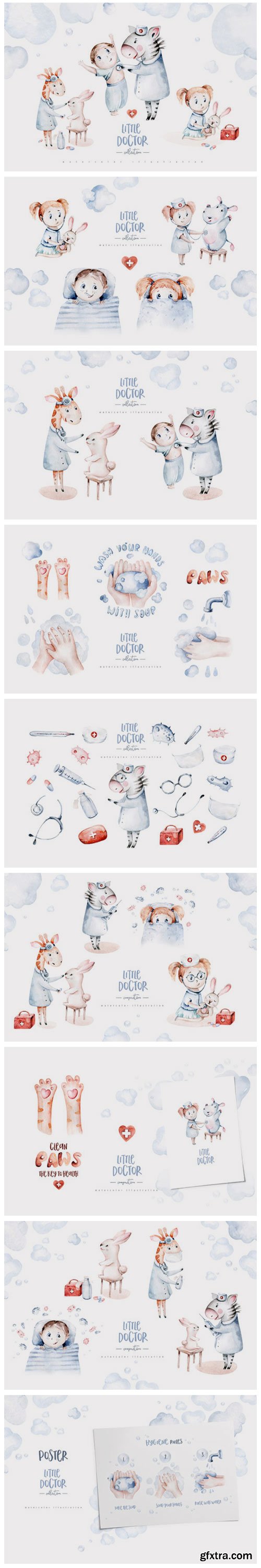 Little Doctor Cute Watercolor Collection 4099278