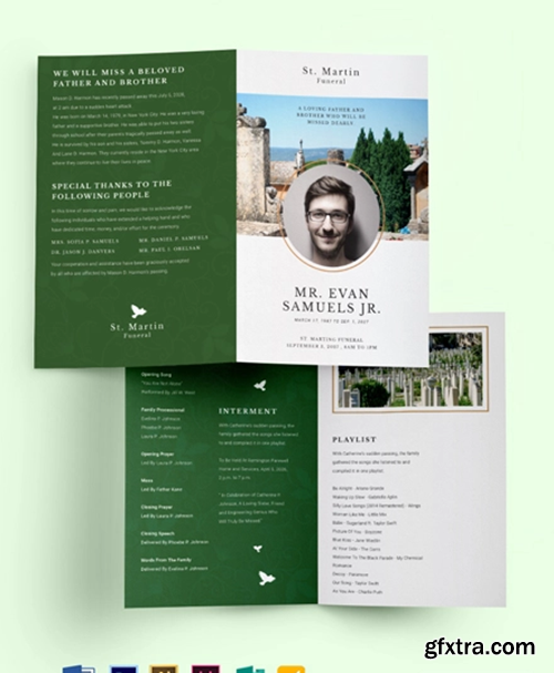 Modern Eulogy Funeral Bi-Fold Brochure Template