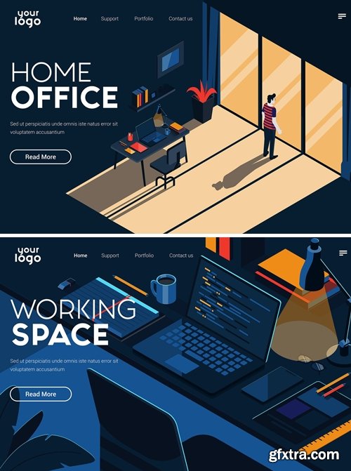 Flat Modern design Illustration of Working Space