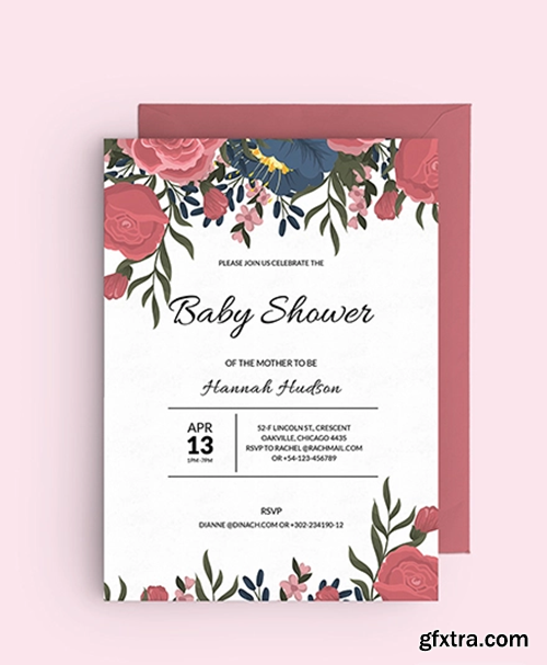 Floral Baby Shower Invitation Template