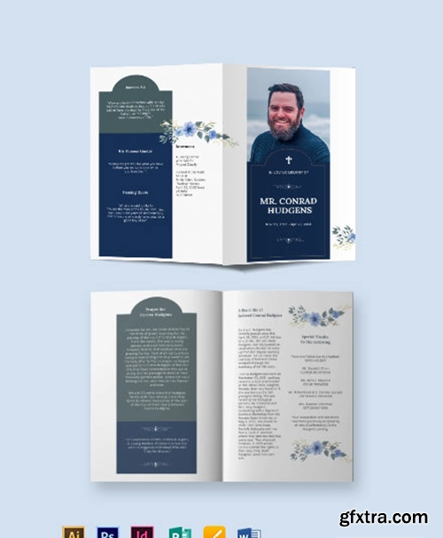 Catholic Burial Funeral Bi-Fold Brochure Template