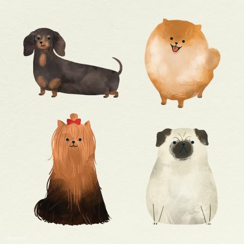 Friendly dogs watercolor collection template - 2089828