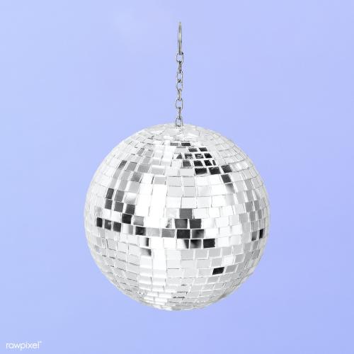 Shiny silver disco ball mockup on a purple background - 2093186