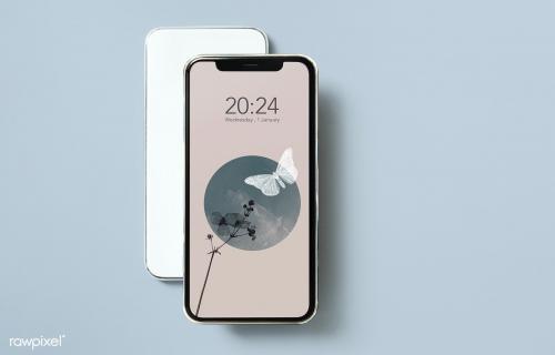 Abstract nature mobile screen on gray background mockup - 2096969