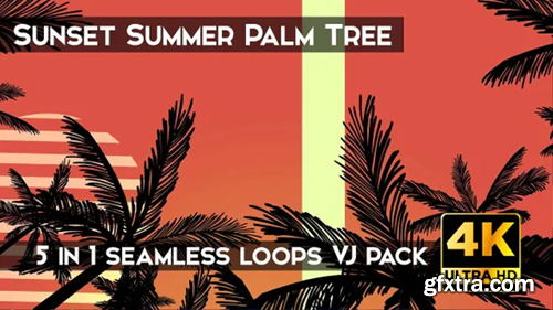 Videohive Sunset Summer Palm Tree VJ Loops 26649929
