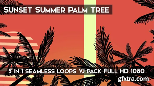 Videohive Sunset Summer Palm Tree VJ Loops 26649930