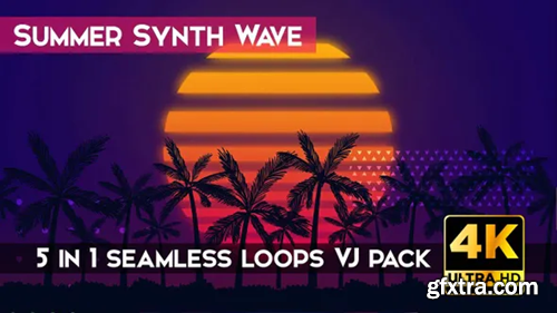 Videohive Summer Synth Wave VJ Loops 26654187