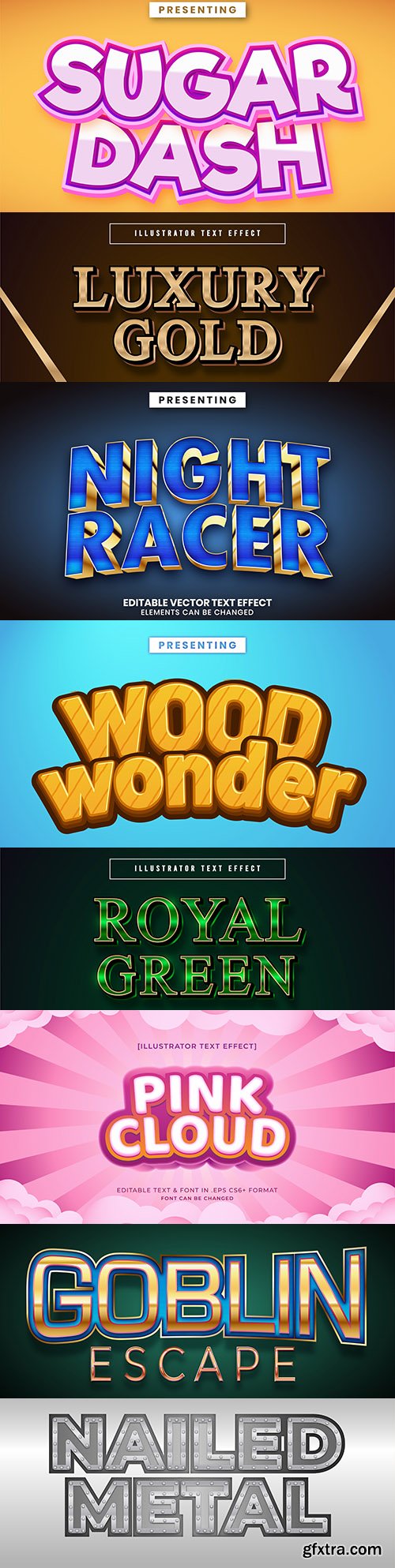 Editable font effect text collection illustration design 104