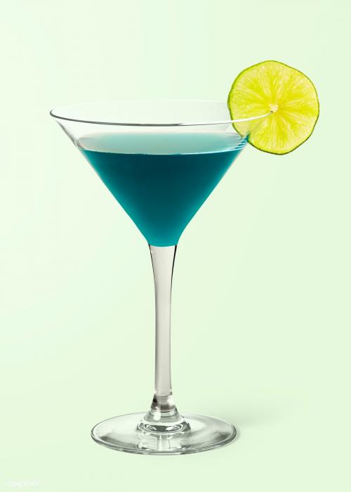 Tropical Blue Lagoon cocktail on background mockup - 2280497
