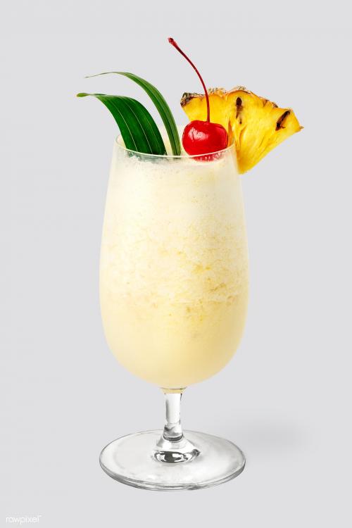 Pina Colada with pineapple and cherry on top background mockup - 2280531