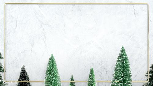 Rectangle gold frame mockup with Christmas tree decorations - 1232324