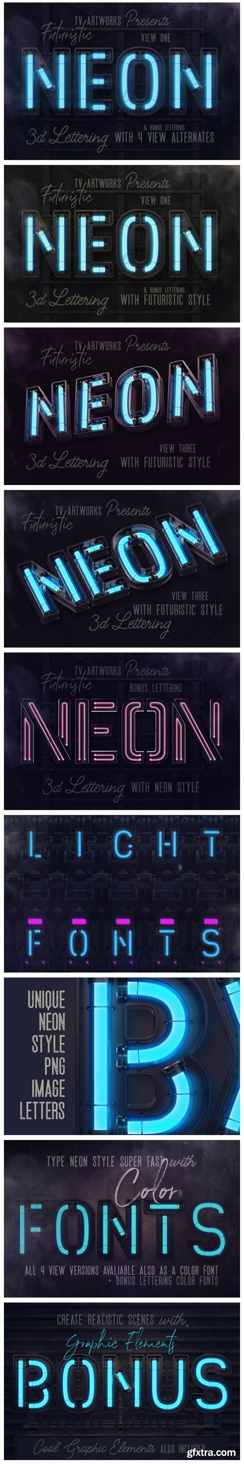 Futuristic Neon 3D Lettering 4143927