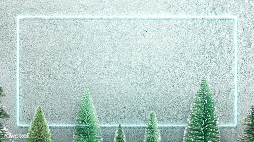 Green neon frame on snowy Christmas background illustration - 1233075