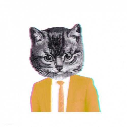 Cat wearing a yellow suit sticker illustration - 1234861