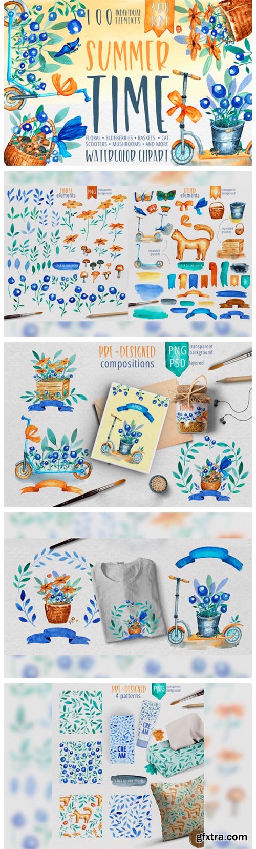 Summer Time - Watercolor Clipart 4147721