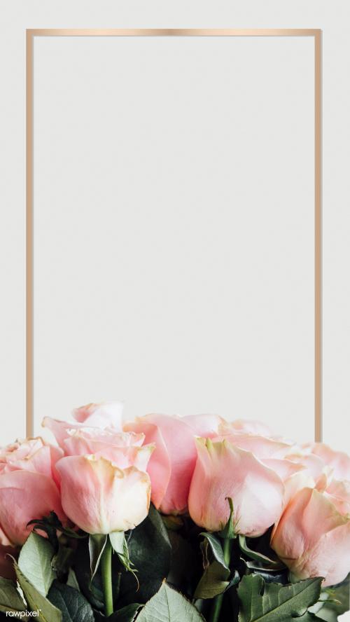 Frame with light pink roses mobile phone wallpaper - 2030359