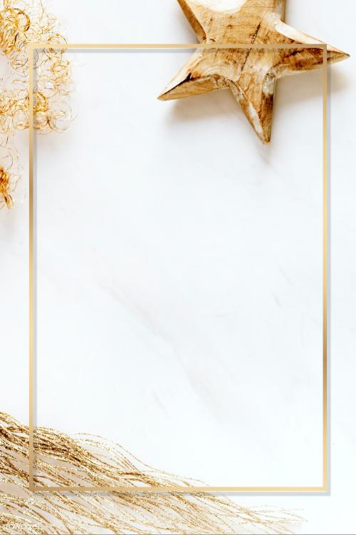 Wooden star on white marble background mockup - 2035886
