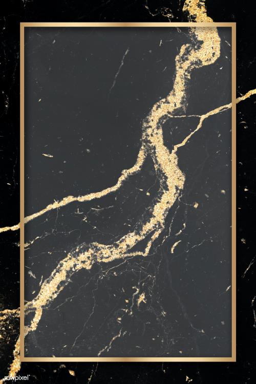 Golden rectangle frame on a marble texture - 2036901