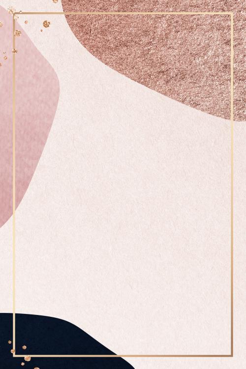 Gold frame on pink collaged patterned background illustration - 1222421