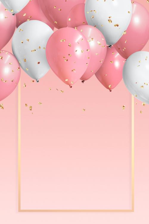 Golden frame balloons on a pink background - 1224725