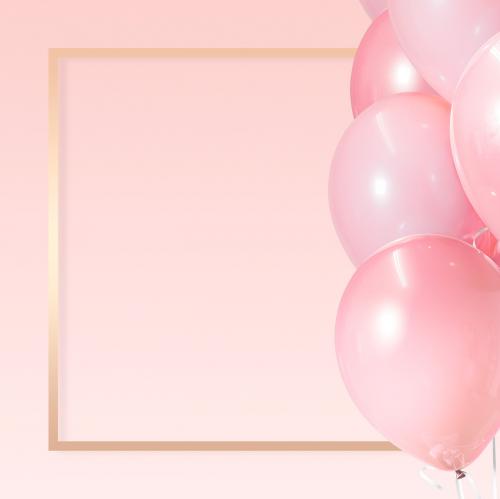 Golden frame balloons on a pink background - 1224764