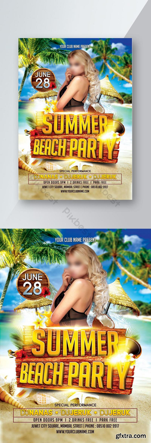 Summer Beach Party Flyer PSD Template Template PSD