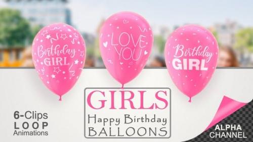 Videohive - First Birthday Celebration Balloons - Baby Girl - 26732383