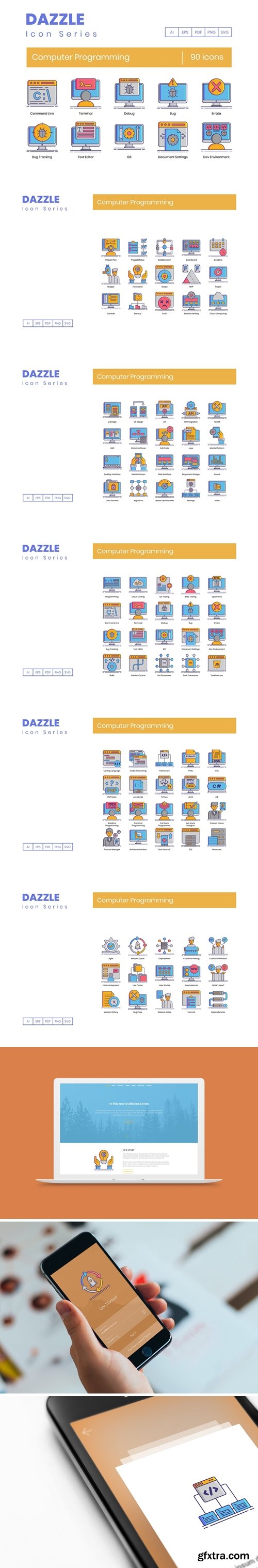 90 Computer Programming Icons | Dazzle Series