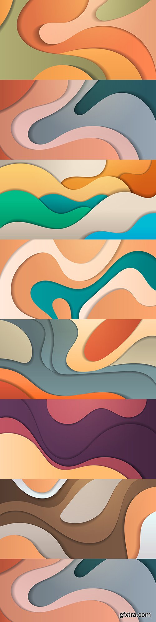 Paper cut composition abstract background with colorful waves