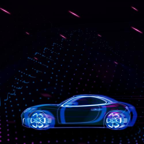 Purple neon sports car design - 1202388