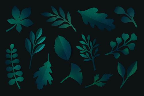 Green paper craft leaf pattern on black background - 1202481