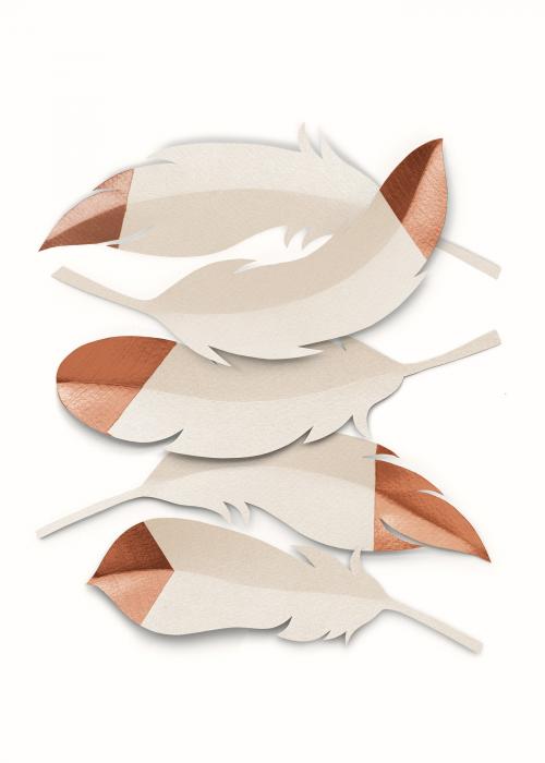 Brown paper craft feather with bronze tip - 1202539