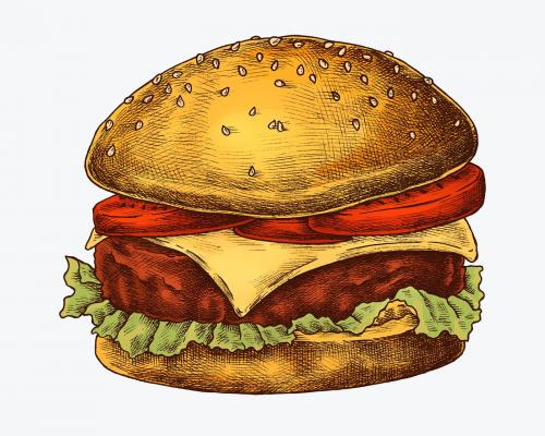 Hand drawn cheese burger illustration - 1209014
