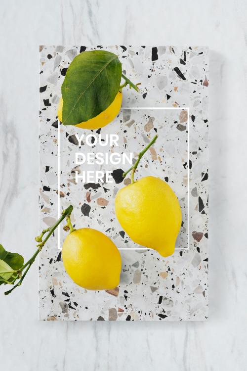Lemons with marble cutting board mockup - 1198158
