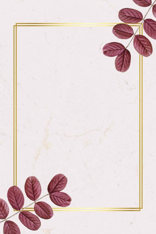 Golden rectangle frame with leaves illustration - 1200115