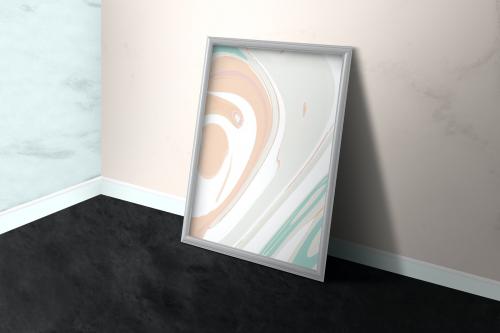 Gray wooden picture frame on a marble floor illustration - 935241