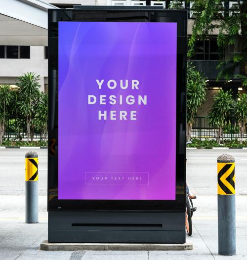 Mockup of a purple advertisement signboard - 844147