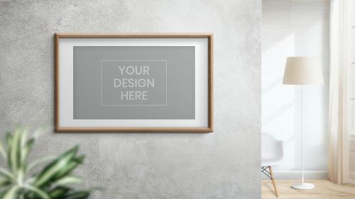 Wooden frame mockup on a gray wall - 894271
