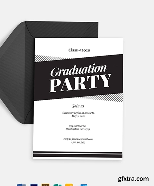 Black and White Graduation Party Invitation Template