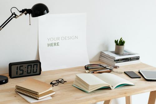 Paper mockup on a desk with stationery - 894859