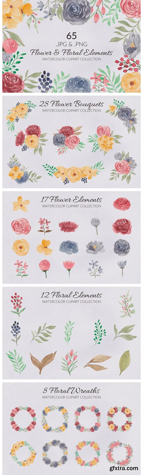 65 Flower and Floral Watercolor Clipart 4178303