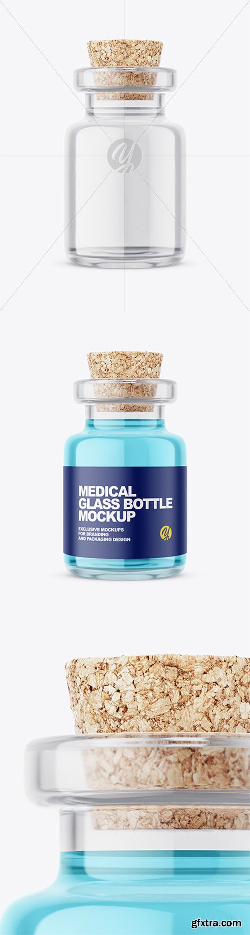 Glass Medical Bottle with Cork Mockup 58074