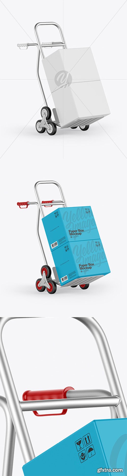 Metallic Hand Truck With Boxes Mockup 58405