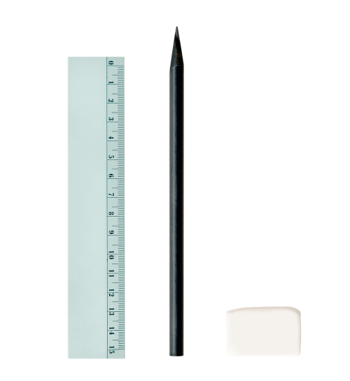 Ruler with a black pencil and a white eraser transparent png - 2026298