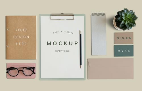 Paper and card mockups flatlay - 666164