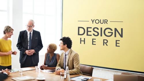 Diverse business people in a meeting with a board mockup - 666178