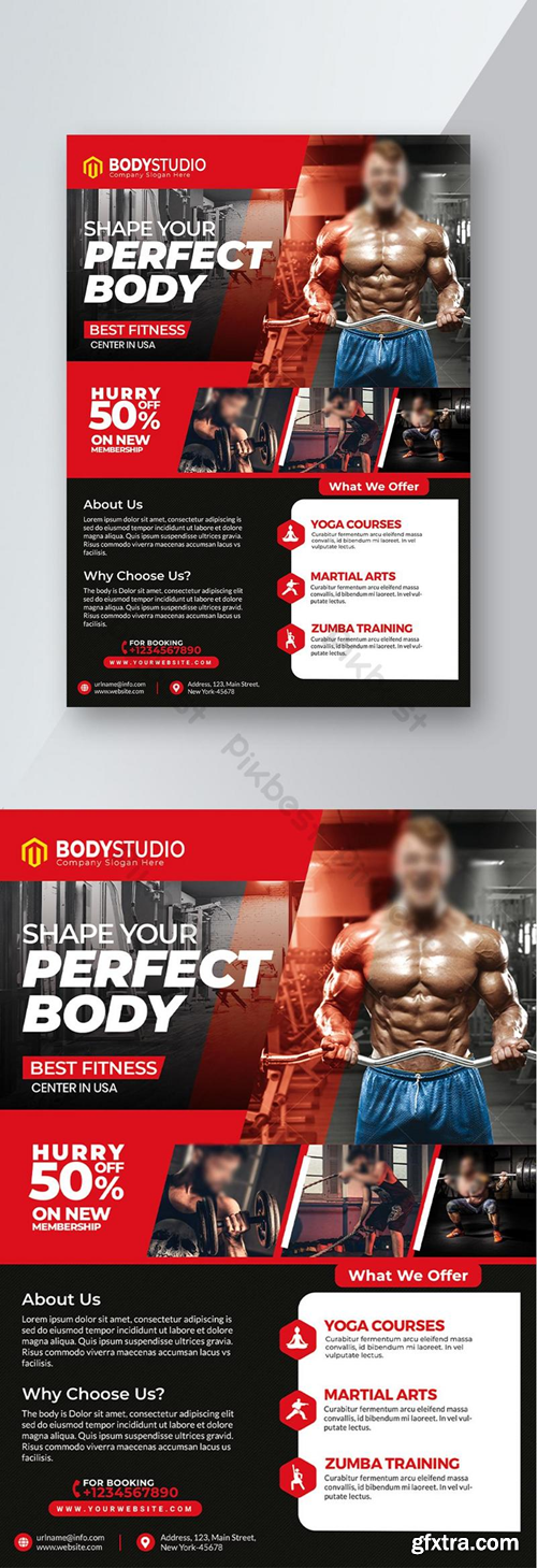 creative gym fitness flyer template Template PSD